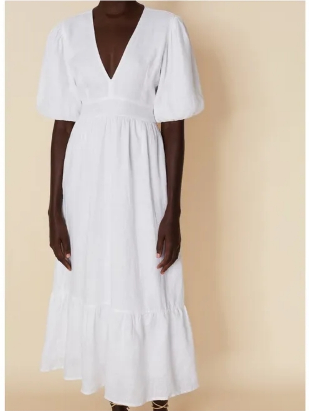 Faithfull the Brand Romilla Linen Midi Dress 4 White Cottagecore Garden Coastal